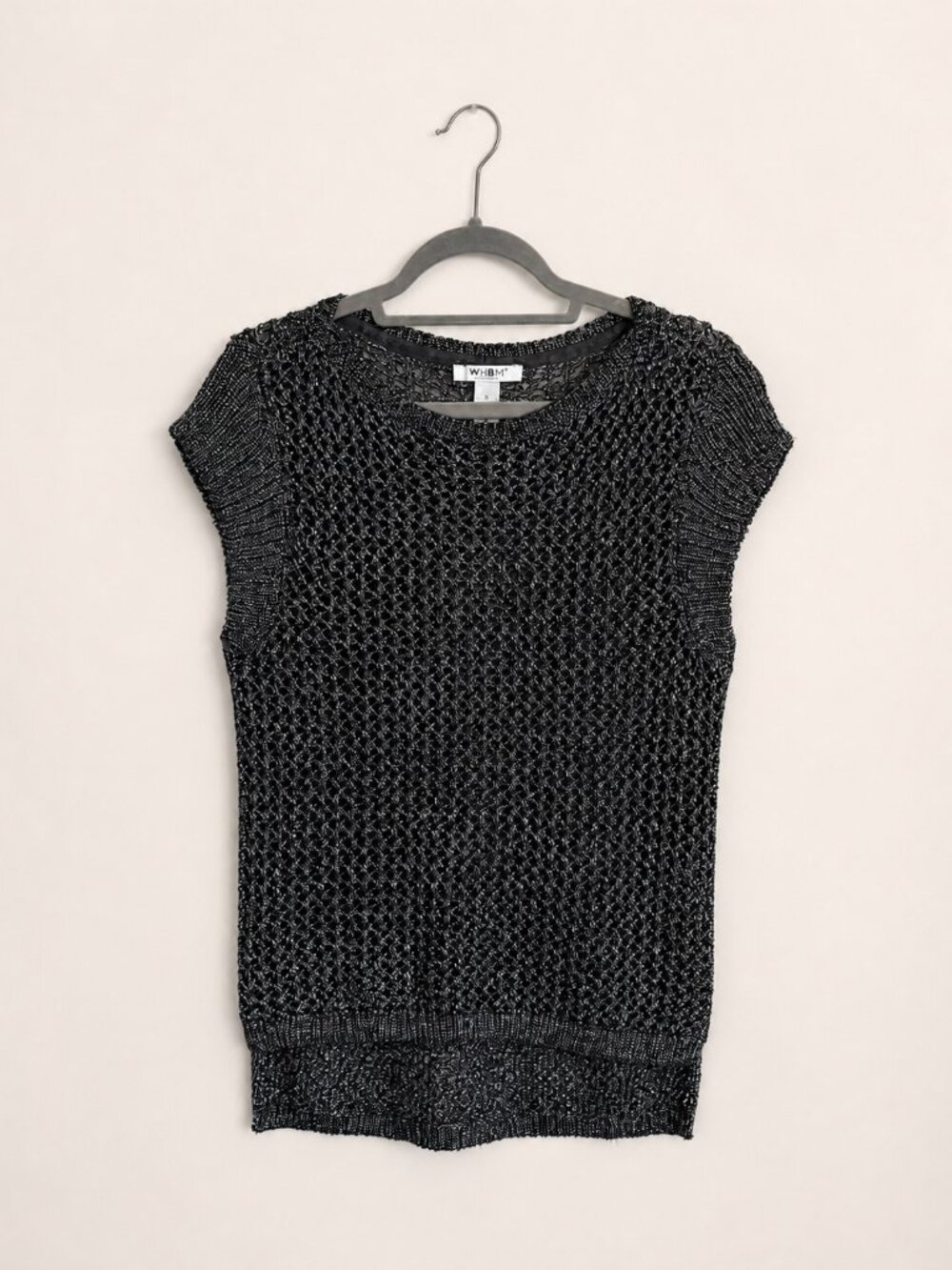 White House Black Market Metallic Open Knit Sweater Top S